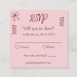 Whimsical Quirky Squiggles Rosa Bröllop RSVP Tilläggskort