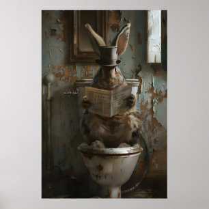 Whimsical Rabbit Badrumsutskrift, Gothic Victorian Poster