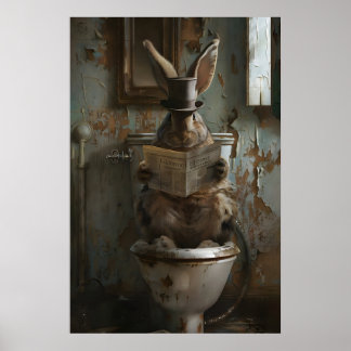 Whimsical Rabbit Badrumsutskrift, Gothic Victorian Poster