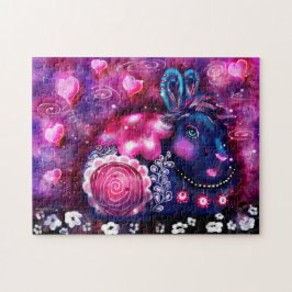 Whimsical Rabbit 'Glamor Bunny' Rosa Lila Pussel