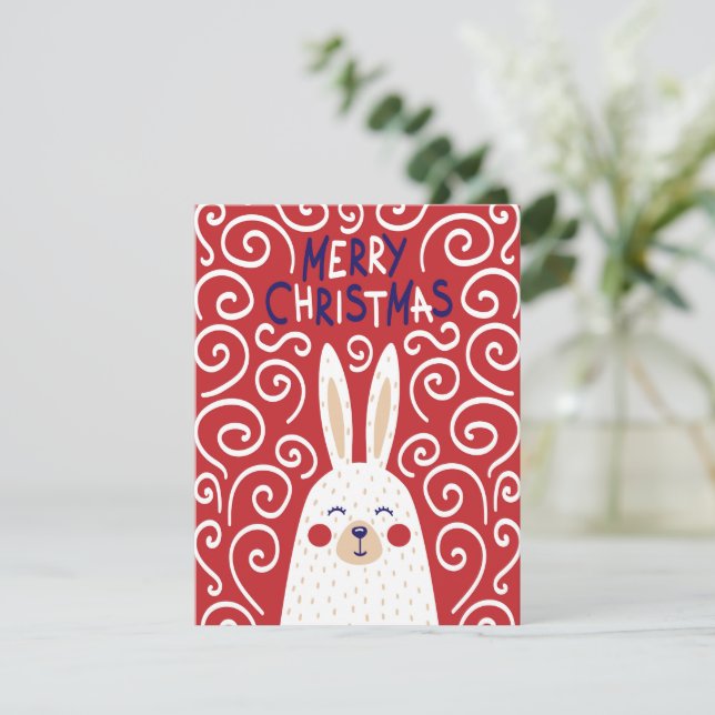 Whimsical Rabbit Julkort (Stående Fram)