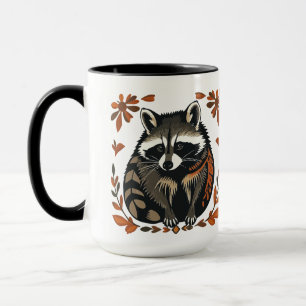Whimsical Raccoon Woodland Animal Folk eller Triba Mugg