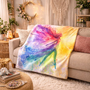 Whimsical Rainbow Älva - Förtrollad Cottagecore Fleecefilt