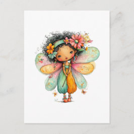 Whimsical Rainbow Fairy Postcard Vykort