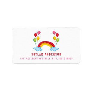 Whimsical Rainbow & Fun Balloons Adressetiketter