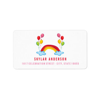 Whimsical Rainbow & Fun Balloons Adressetiketter