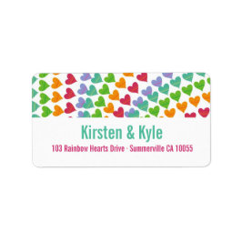Whimsical Rainbow Hearts Sprinkles-Adressetiketter Adressetikett