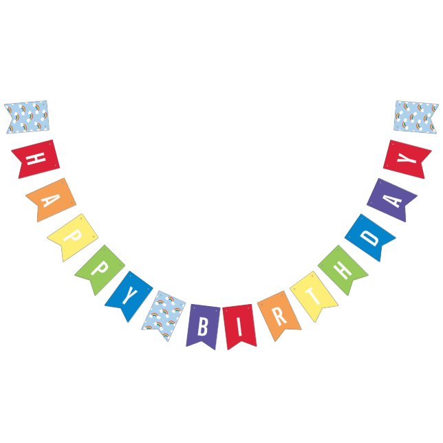 Whimsical Rainbow Multi-Colour Birthday Banner Vimplar (Alla)