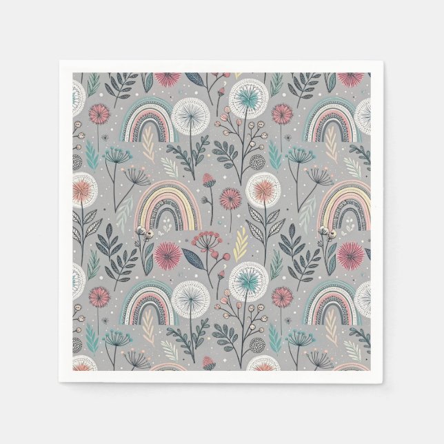 Whimsical Rainbow och Botanical Pappersservett (Framsidan)