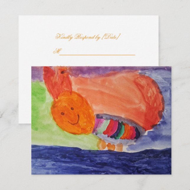 Whimsical Rainbow Squirrel Birthday Response Card OSA Kort (Fram/baksida)