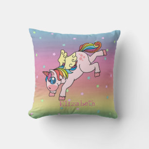Whimsical Rainbow Unicorn, Ombre Kudde