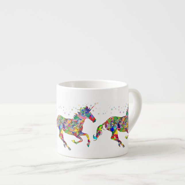Whimsical Rainbow Unicorns Espresso Mug Espressomugg (Framsida höger)