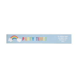 Whimsical Rainbow Wrap Around Address Label Etikettband