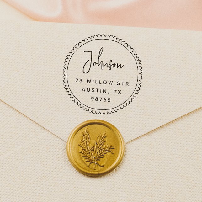 Whimsical Ram Script Namn Returadress Stämpel (Stamp Mock-up)