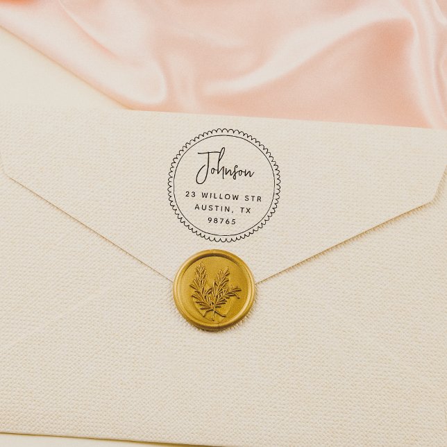 Whimsical Ram Script Namn Returadress Stämpel (Stamp Mock-up)