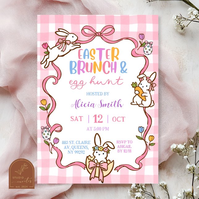 Whimsical-randiga påskbrunch och äggjakt inbjudan (Skapare uppladdad)