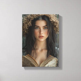 Whimsical Reader med Blommigt Krona Canvastryck