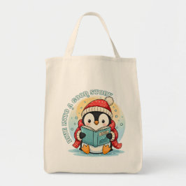 Whimsical Reading Penguin Eco Friendly Grocery  Tygkasse