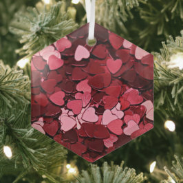 Whimsical Red and Pink Floating Hearts Confetti Julgransdekoration