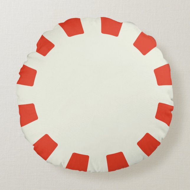 Whimsical Red and White Peppermynt Rund Kudde (Framsidan)