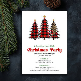 Whimsical Red Black Plaid Christmas Celebration Inbjudningar