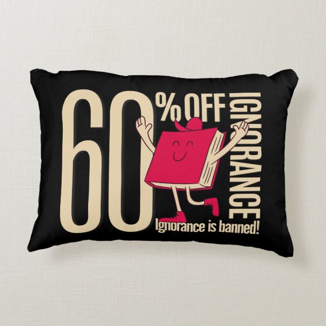 Whimsical Red Book Ignorance Banned Accent Throw  Prydnadskudde (Baksidan)