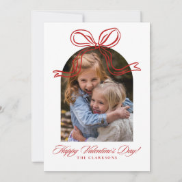 Whimsical Red Bow Valentine’s Day Photo Card Inbjudningar