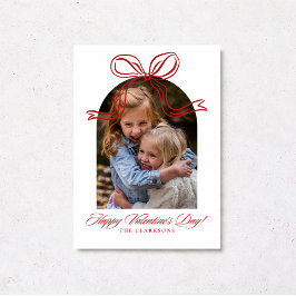 Whimsical Red Bow Valentine’s Day Photo Card Inbjudningar