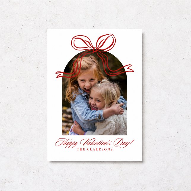 Whimsical Red Bow Valentine’s Day Photo Card Inbjudningar (Skapare uppladdad)