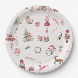 Whimsical Red Christmas Baby Shower Paper Plates