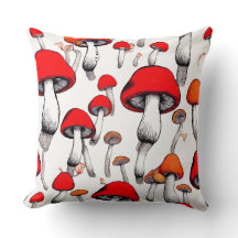 WHIMSICAL RED FLYTANDE MUSHROOMS DIGITAL ART