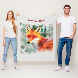 Whimsical Red Fox Fleecefilt