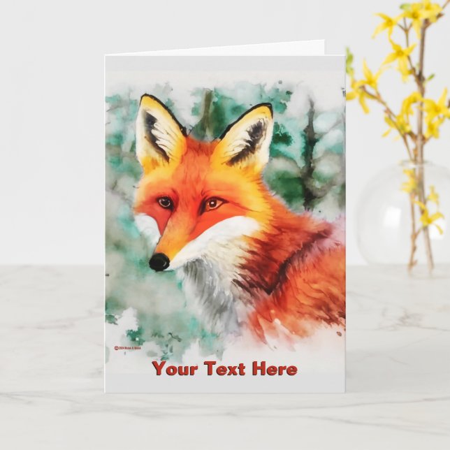 Whimsical Red Fox Kort (Gul blomma)