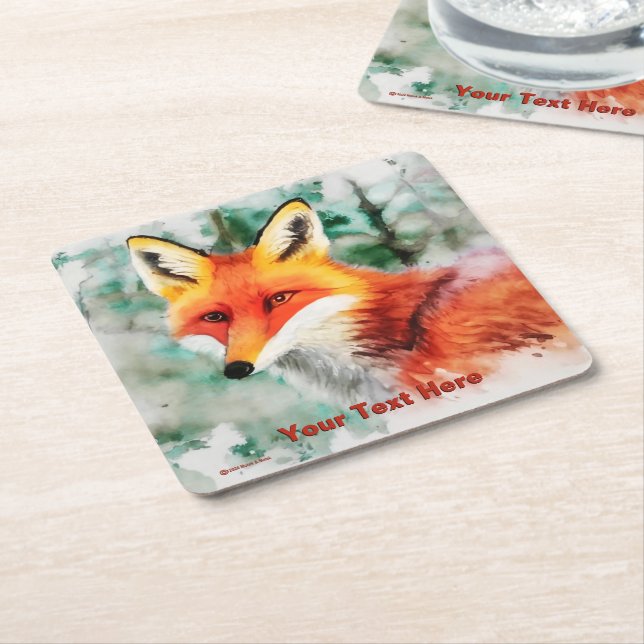 Whimsical Red Fox Underlägg Papper Kvadrat (Vinklad)