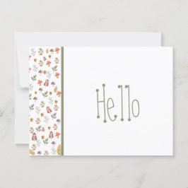 Whimsical Red Grönt Brown Mushroom and Acorn Vykort