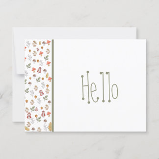 Whimsical Red Grönt Brown Mushroom and Acorn Vykort