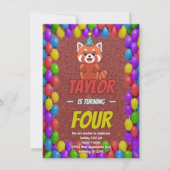 Whimsical Red Panda Adult Invite Inbjudningar (Framsida)