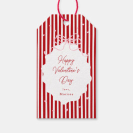 Whimsical Red Pink Bow Hearts Happy Valentines Day Presentetikett