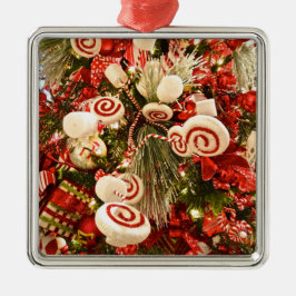 Whimsical Red & White Candy ThMeed Julgran Julgransprydnad Metall