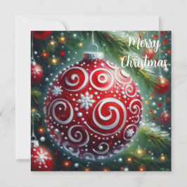 Whimsical Red White Ornament Swirls julkort