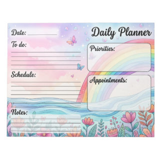 Whimsical regnbåge Pastell Watercolor Daglig Plane Anteckningsblock