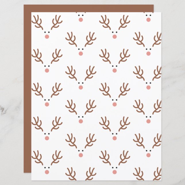 Whimsical Reindeer Boho Pattern Scrapbook Paper (Fram/baksida)