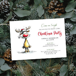 Whimsical Reindeer Editable Christmas Invitation Inbjudningar