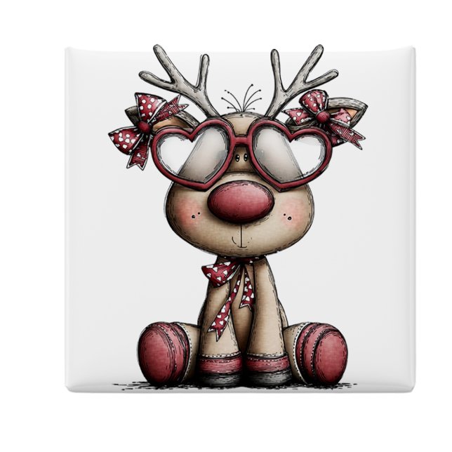 Whimsical Reindeer Hearts Julmagnet Magnet (Whimsical Reindeer Hearts Christmas Magnet by PiggyPrint Sticker. by PiggyPrint Sticker.)