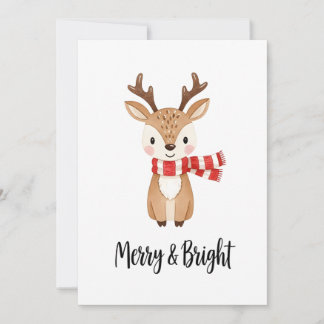 Whimsical Reindeer Watercolor Christmas Card Julkort