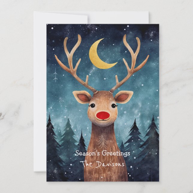 Whimsical Ren Holidaykort Julkort (Framsida)