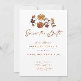 Whimsical Retro Boho Blommigt Bröllop Spara Datumet