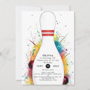 Whimsical Retro Bowling Birthday Inbjudningar