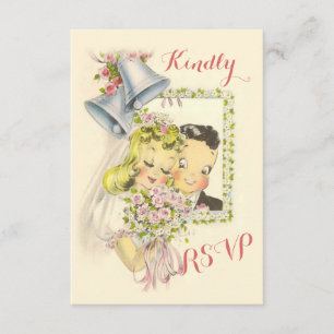 Whimsical Retro Bride and Groom Bröllop OSA Kort