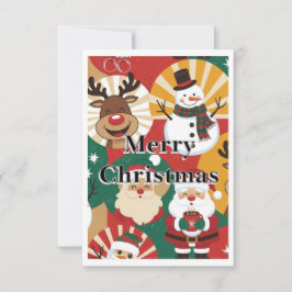 Whimsical Retro Christmas Cheer Card Tack Kort